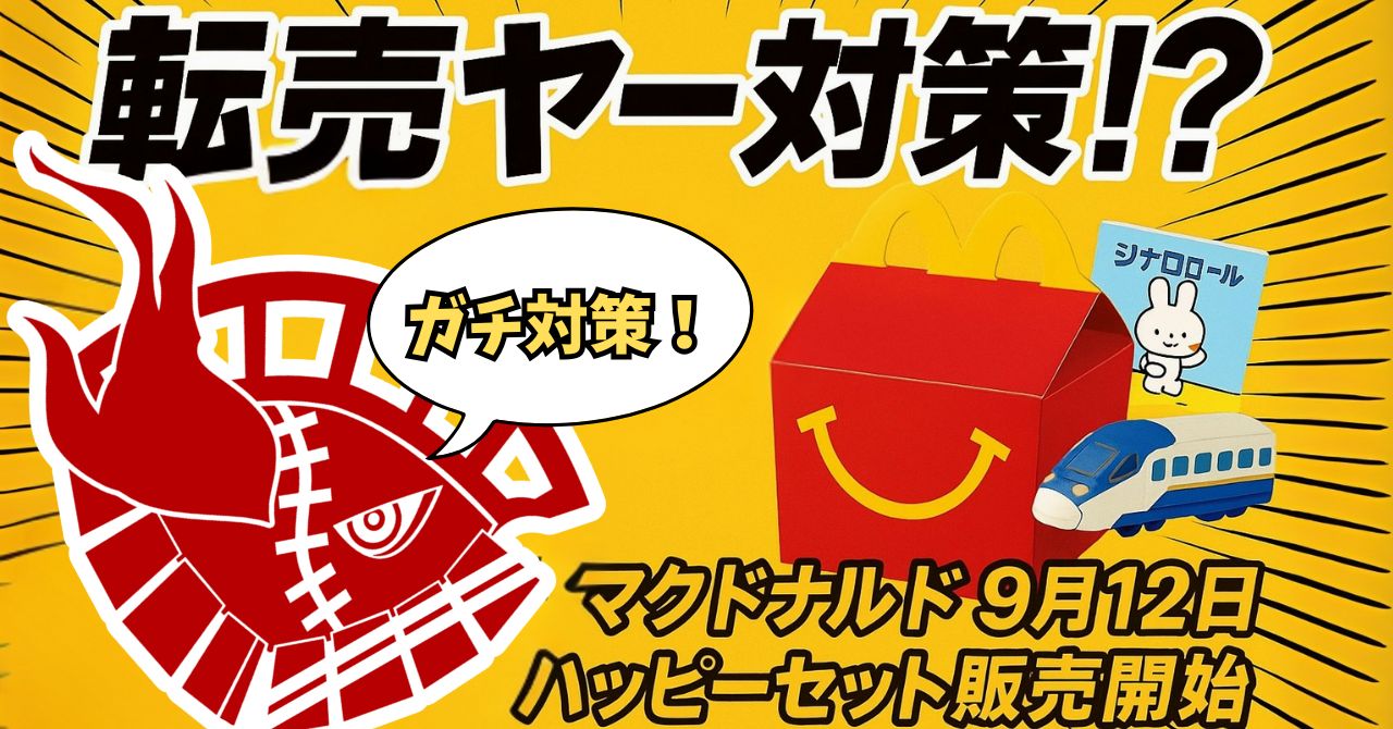 マクドナルド、2025年9月12日からのハッピーセット販売方法を発表するサムネイル画像｜転売対策で制限導入：サムネイル