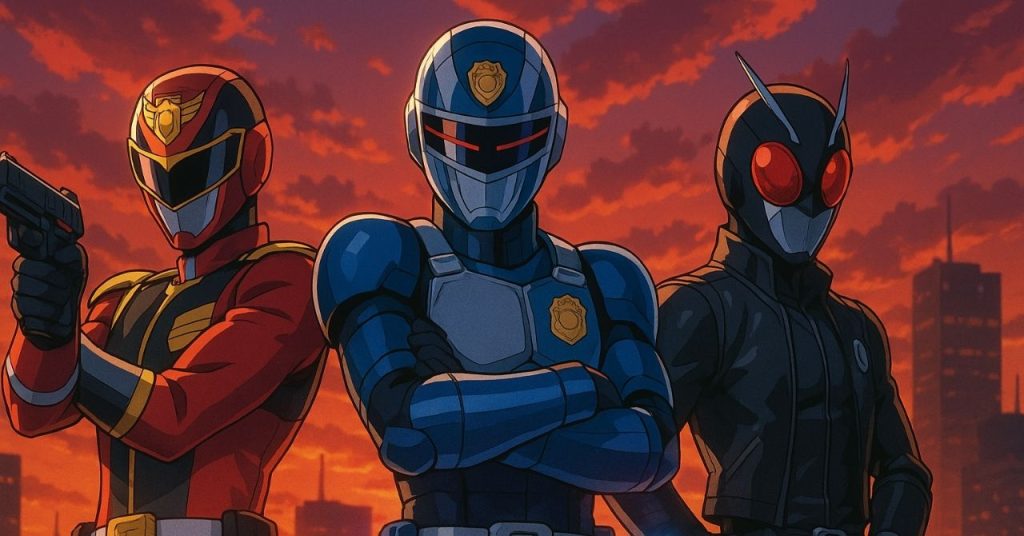 刑事モチーフの戦隊・メタルヒーロー・仮面ライダーが並ぶイメージ