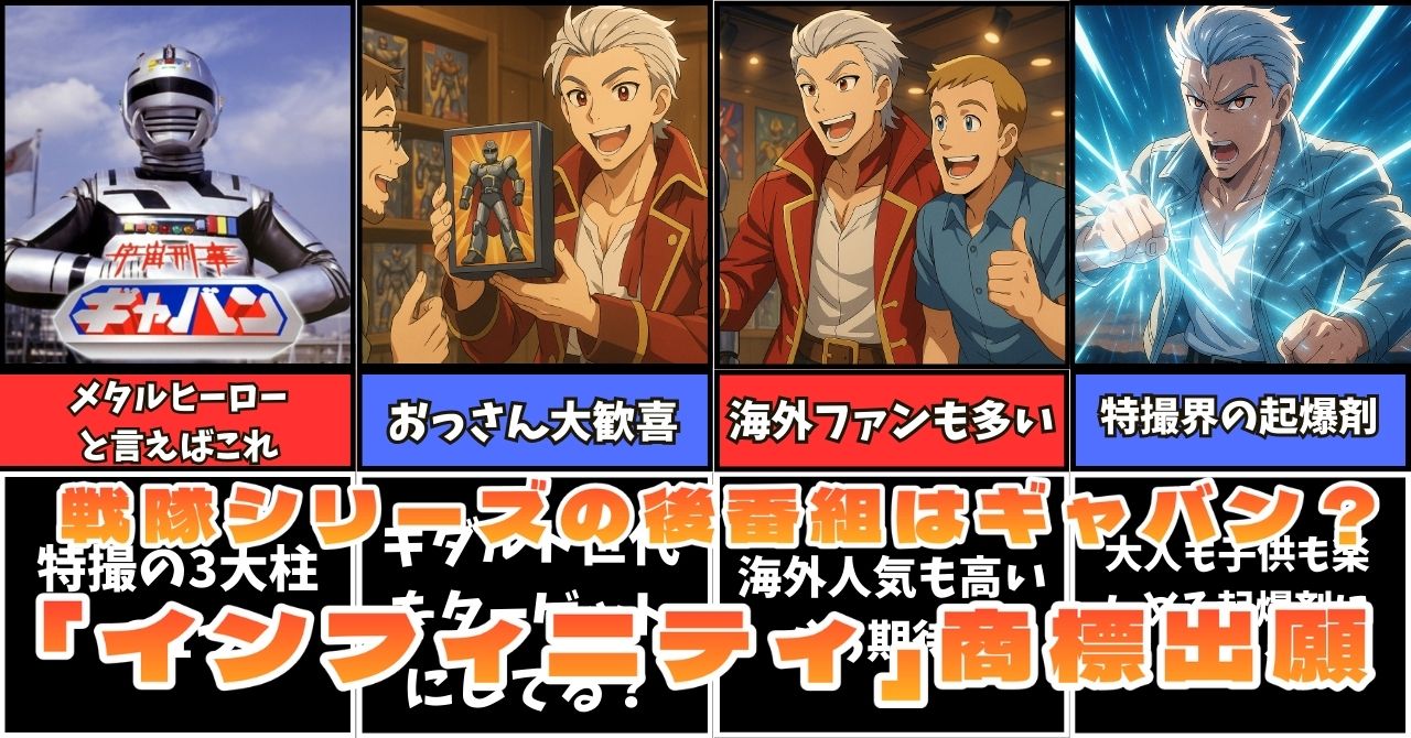 戦隊シリーズ後番組はギャバン？『インフィニティ』商標出願を解説する記事サムネイル